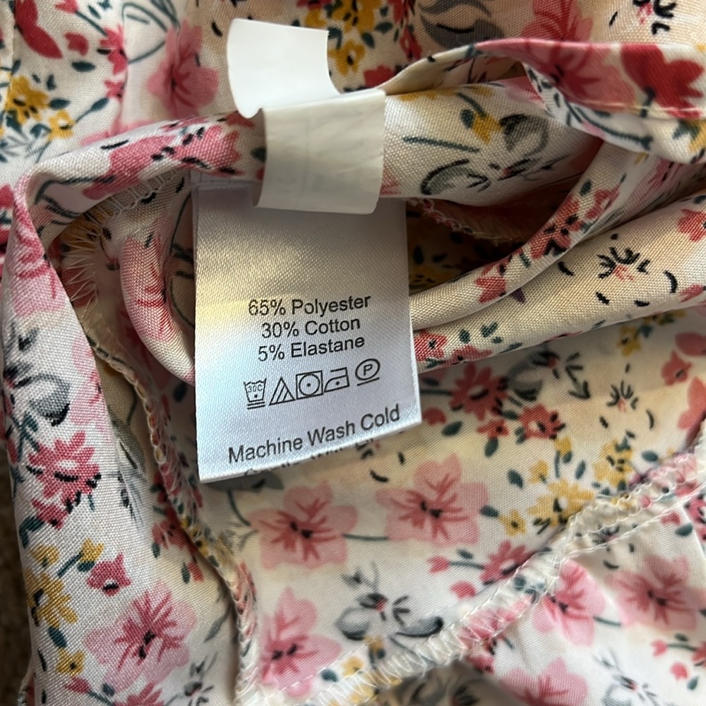 SHEIN Allover Floral Pink and White Ruched Mini Dress Size Small - Picture 8 of 9